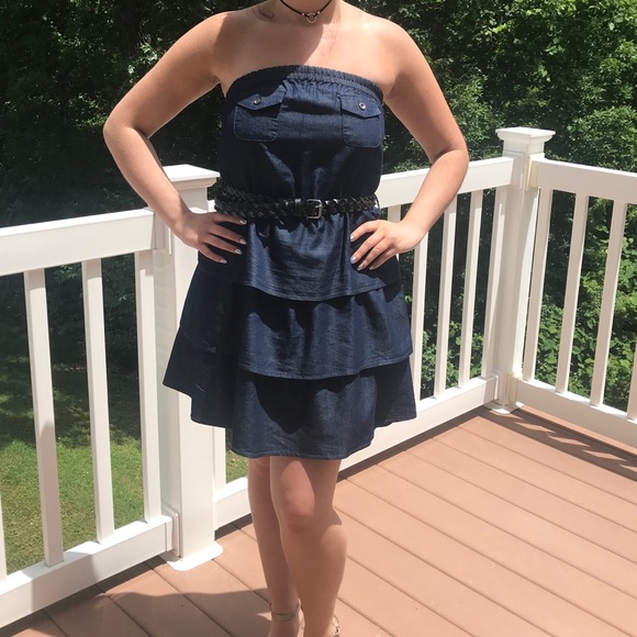 Strapless Dress w Belt Size M - Picture 2 of 8